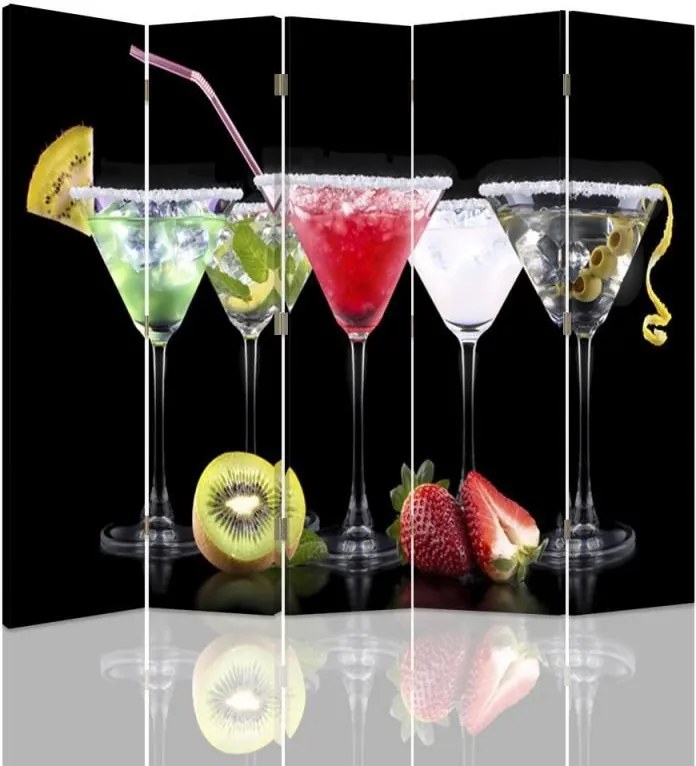 CARO Paraván - Drinks And Fruits 2 | päťdielny | obojstranný 180x150 cm