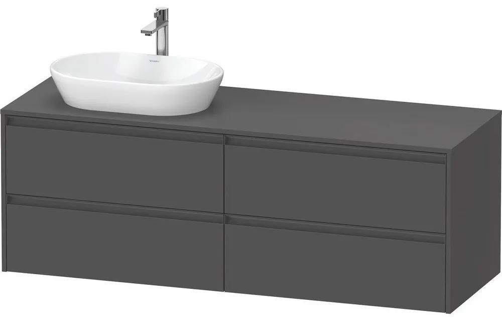 DURAVIT Ketho 2 závesná skrinka pod umývadlo na dosku (umývadlo vľavo), 4 zásuvky, 1600 x 550 x 568 mm, grafit matný, K24899L49490000