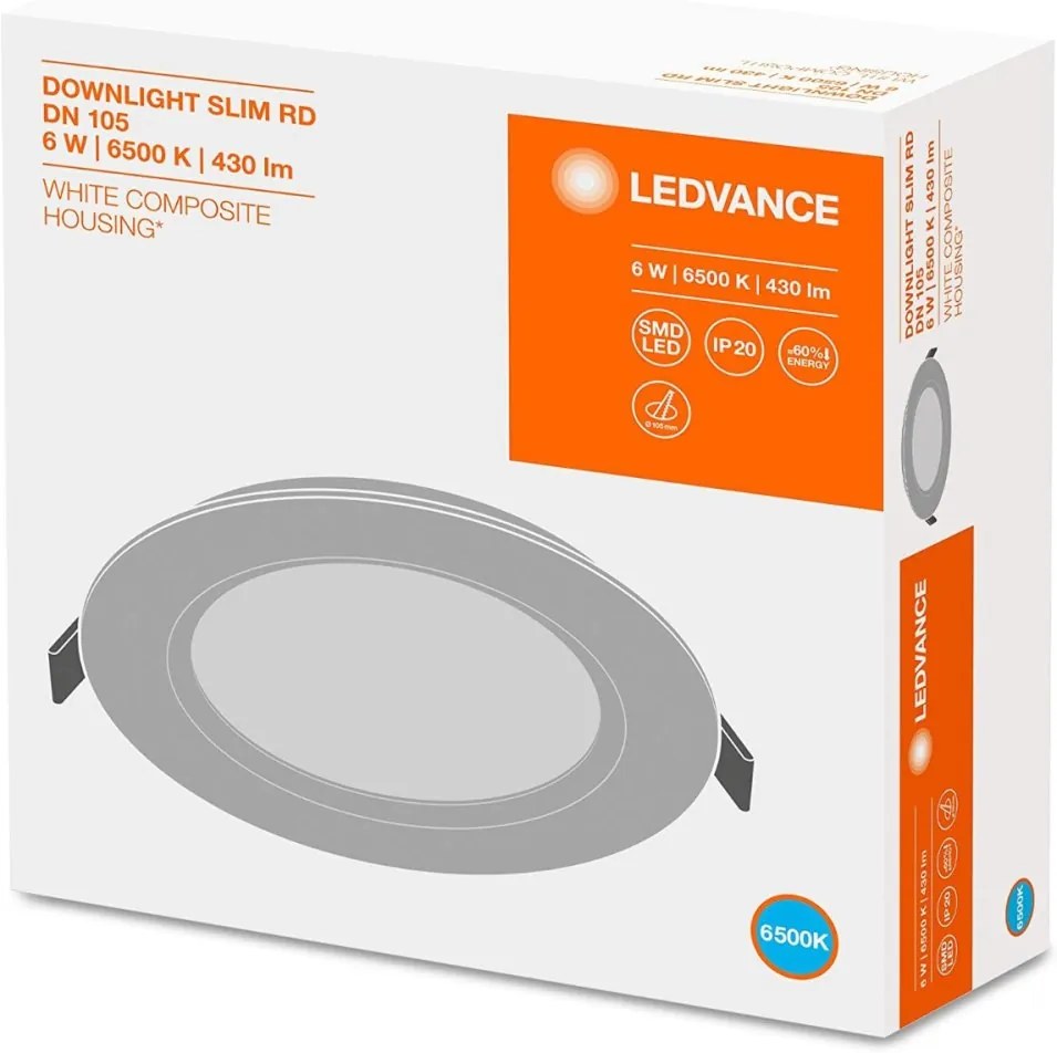 Zapustený zapustený LED panel 6W 6500K DOWNLIGHT Slim DN105 LEDVANCE round