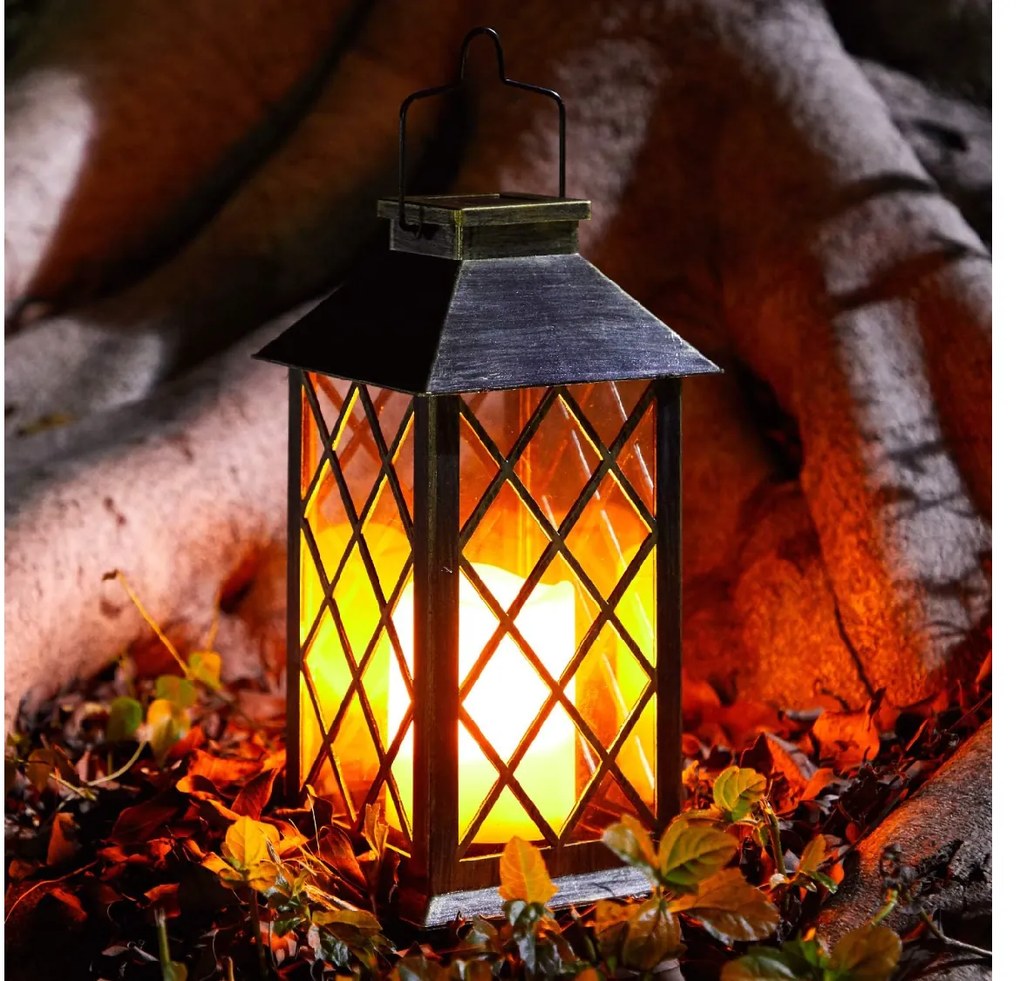 BERGE LED solárny záhradný lampáš hnedá 2V 35MA