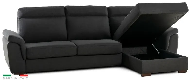 Rohová sedacia súprava na každodenné spanie AZZURRA br. FIORELLO s rozkladom, pravá, 140, tm. šedá (penelope 25)