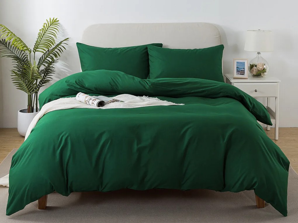XPOSE® Francúzske bavlnené Renforcé obliečky EVITA DUO - tmavo zelené