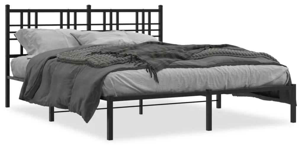 Kovový rám postele s čelom čierny 160x200 cm 376327