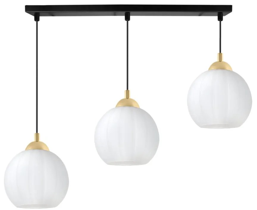 Závesné svietidlo Costa, 3x biele sklenené tienidlo, b/g