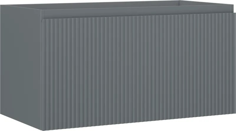 Mexen Rivel, kúpeľňová skrinka 90 cm, 1 zásuvka, drážkovaná, grafitová matná, 91A20-09047-1-BF66