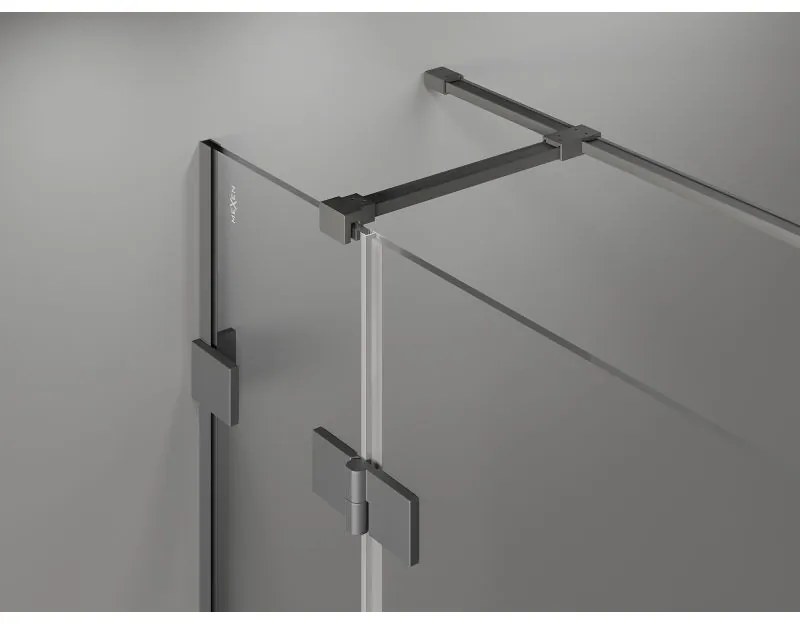 Mexen Lunar T, sklápací sprchový kút ľavý 110 x 110 cm, 8mm číre sklo, grafitový profil, 834T-110-110-95-00-L