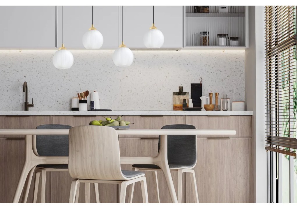 Závesné svietidlo Costa, 4x biele sklenené tienidlo, b/g