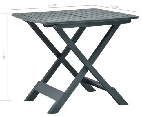 vidaXL Skladací záhradný stôl zelený 79x72x70 cm plastový-