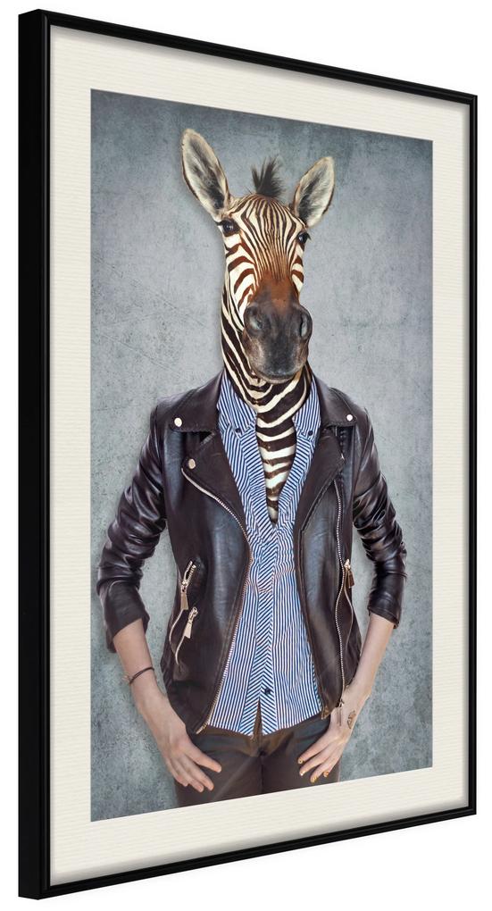 Artgeist Plagát - Zebra Ewa [Poster] Veľkosť: 20x30, Verzia: Čierny rám s passe-partout
