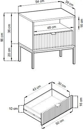 Nočný stolík Nova, černý