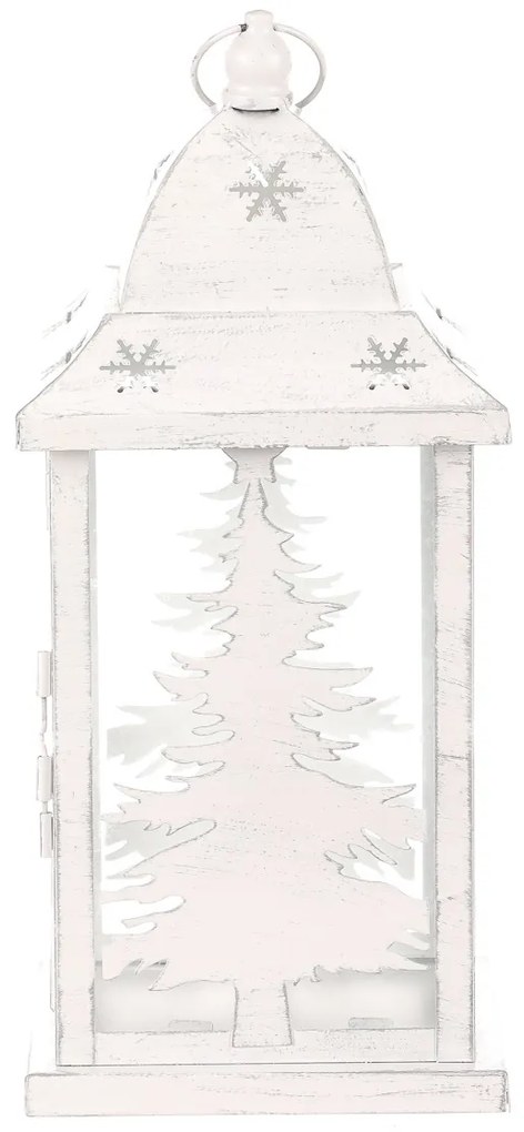 Lampáš kovový Ihličnan, biely, 31 cm