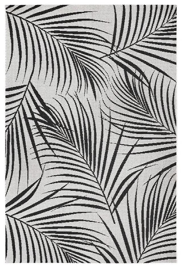 Čierno-sivý vonkajší koberec Ragami Flora, 120 x 170 cm