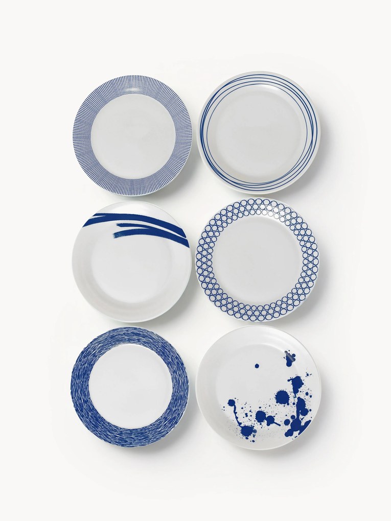 Súprava plytkých tanierov z porcelánu Pacific Blue, 6 dielov