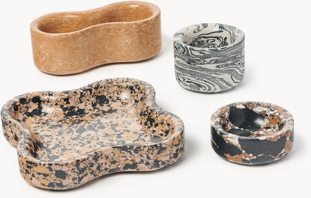 Dekoračné misky z technického mramoru Elara, 4 ks