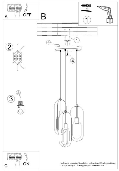 Sollux SL.1361 - Luster na lanku NICUS 3xE27/15W/230V biela