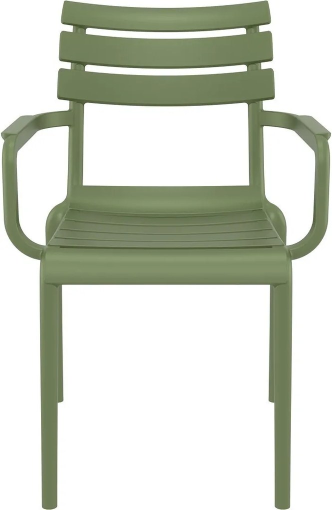 PARIS záhradná stolička s podrúčkami olive green