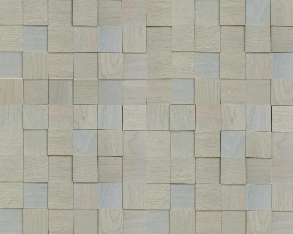 DUB SIVÝ 50, jednotlivé kusy 50 x 50 mm (0,0025 m²) nebo samolepiaci panel - drevena mozaika 3D Broušený - olejovaný NA SAMOLEPIACOM PODKLADE