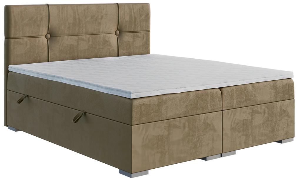 Jednolôžková posteľ Boxspring 120 cm Gal (tmavobéžová) (s matracom a úl. priestorom). Vlastná spoľahlivá doprava až k Vám domov. 1043369