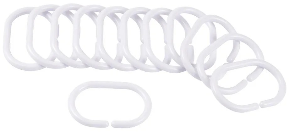 Biele háčiky k sprchovému závesu v súprave 12 ks 4 cm Vitamine – douceur d'intérieur