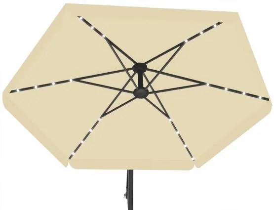 Záhradný slnečník s ochranným obalom a LED osvetlením BANANA 300 cm béžový