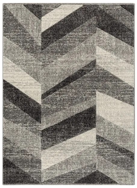 Koberec FEEL 5673/16811 HERRINGBONE čierny / sivý / krémový