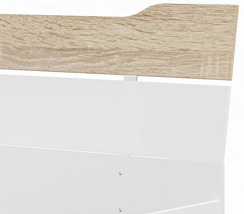 Posteľ s úložnými zásuvkami Asko 180x200 cm, biela/dub sonoma