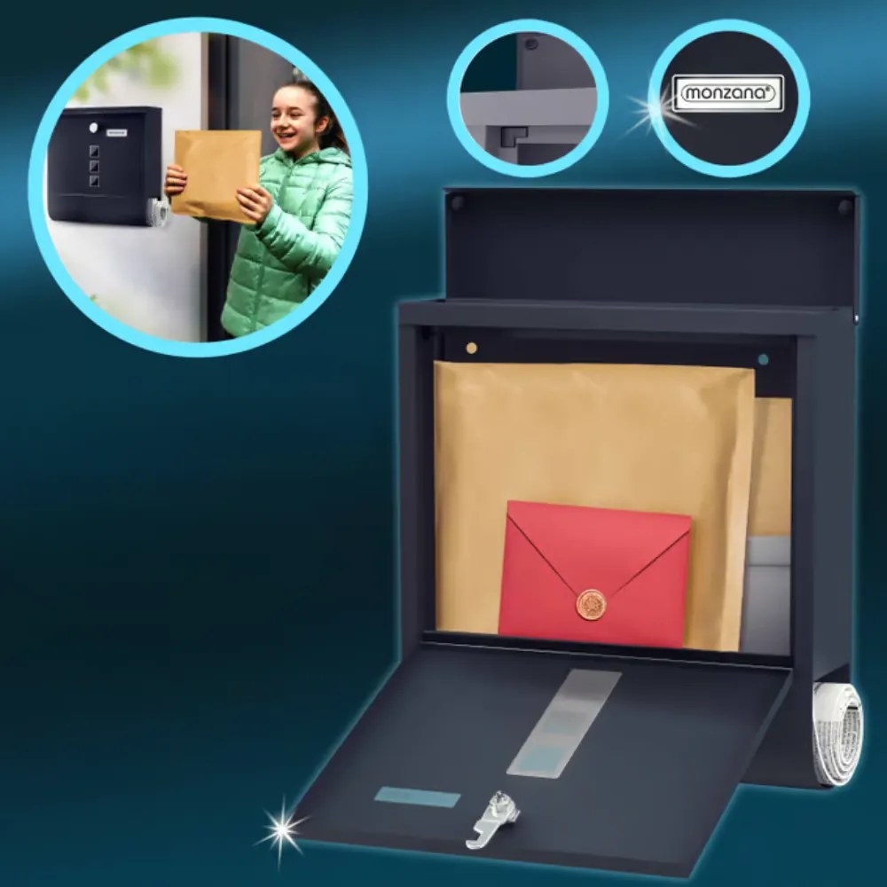 Monzana Poštová schránka s valcom na noviny POST, 30,5x10x33,5cm, antracitová