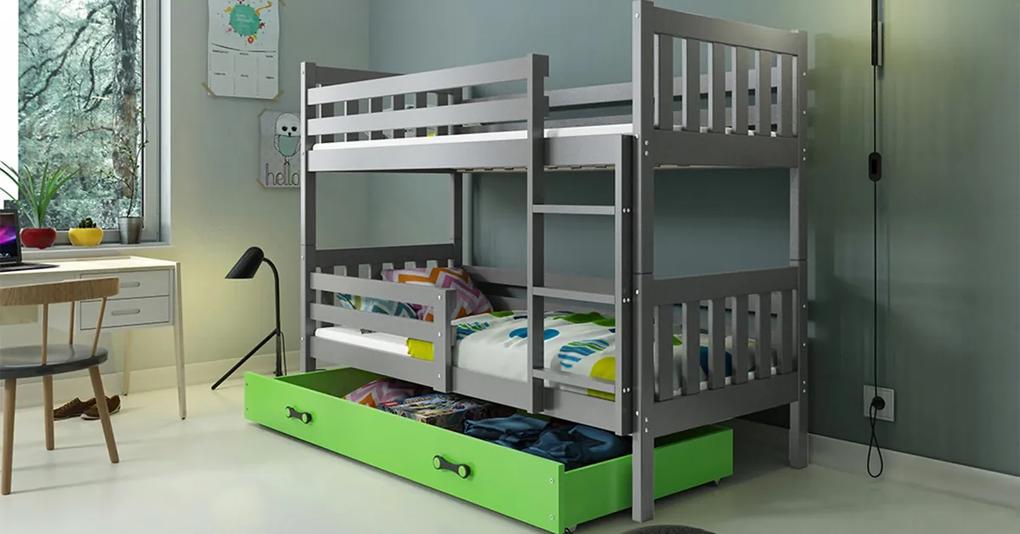Interbeds Poschodová posteľ Carino so zásuvkou 190x80 grafitovo zelená