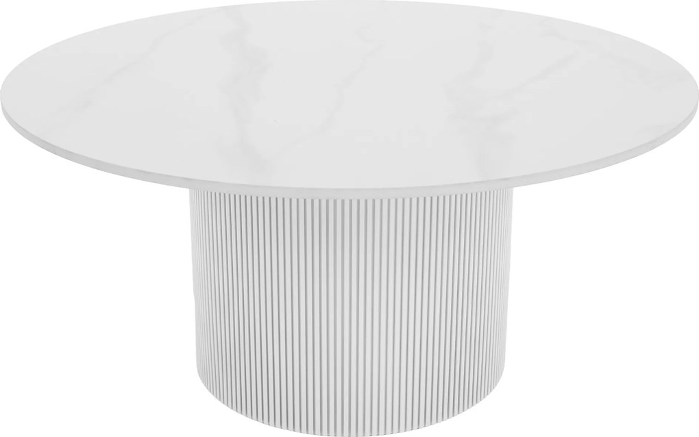 Konferenčný stolík, biely mramor/MDF, priemer 80 cm, MAHIR TYP 1