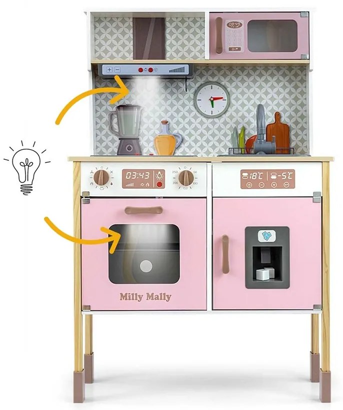 Detská drevená kuchynka Milly Mally Bjorn rúžová