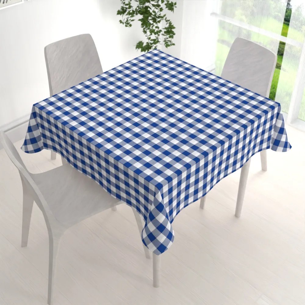 Biante Dekoračný štvorcový obrus Rebeka RE-007 Modro-biela kocka veľká 60x60 cm