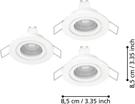Eglo 902235 - SADA 3x LED kúpeľňových podhľadových svietidiel BARRANCO 1x GU10/4,5W/230V IP44 biela