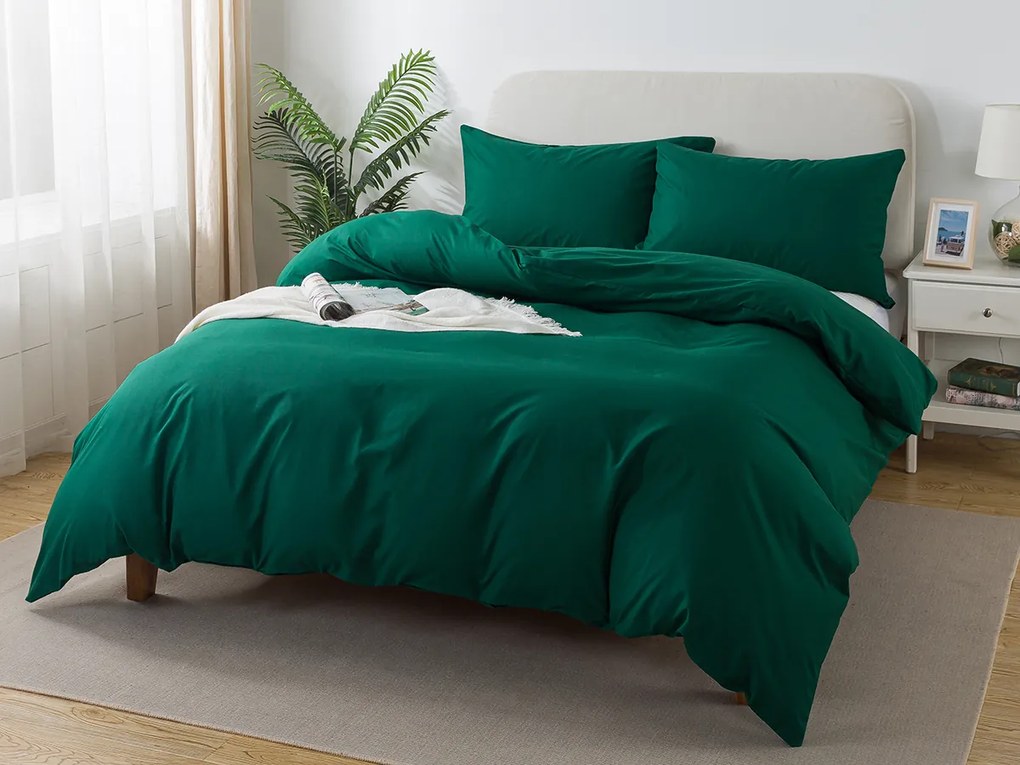 XPOSE® Predĺžené bavlnené Renforcé obliečky EVITA - tmavo zelené