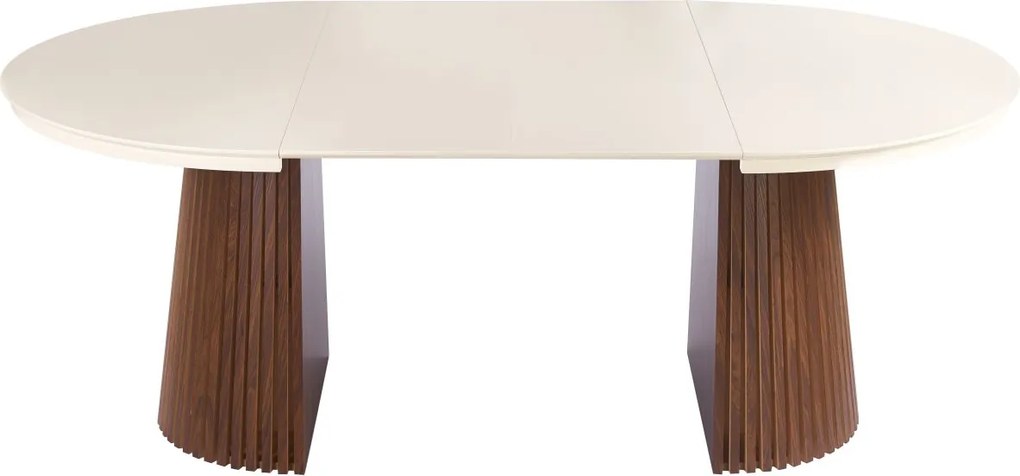 Vintino Jedálenský stôl NEVIO 120–160–200 × 120 cm – kašmír / orech