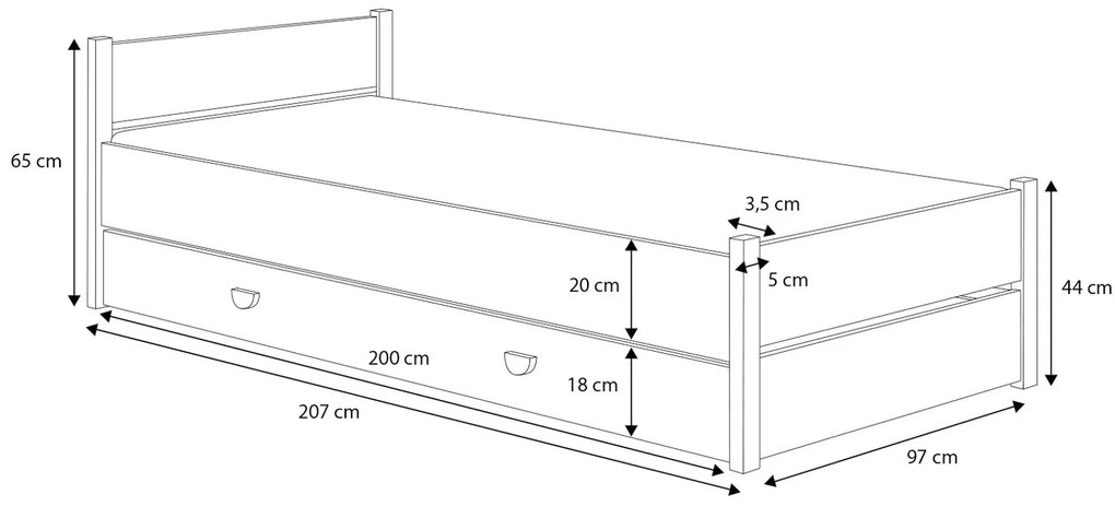 Detská posteľ 200x90 cm. Akcia -16%. Vlastná spoľahlivá doprava až k Vám domov. 1052341