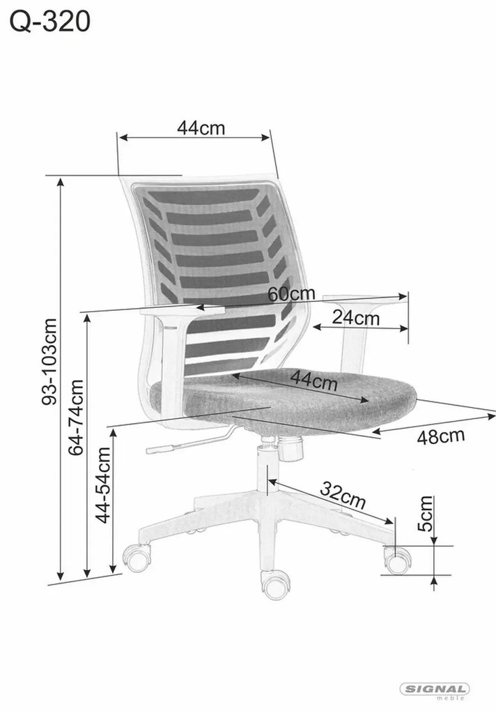 Signal Q-320 kancelárske kreslo, RÁM RUŽOVÁ/Sivá