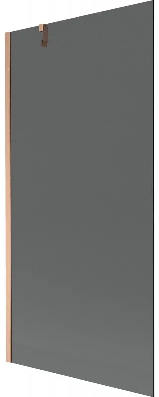 Mexen Next, 1-krídlová vaňová zástena 90 x 150 cm, 6mm šedé sklo, medená matná, 895-090-000-00-40-65