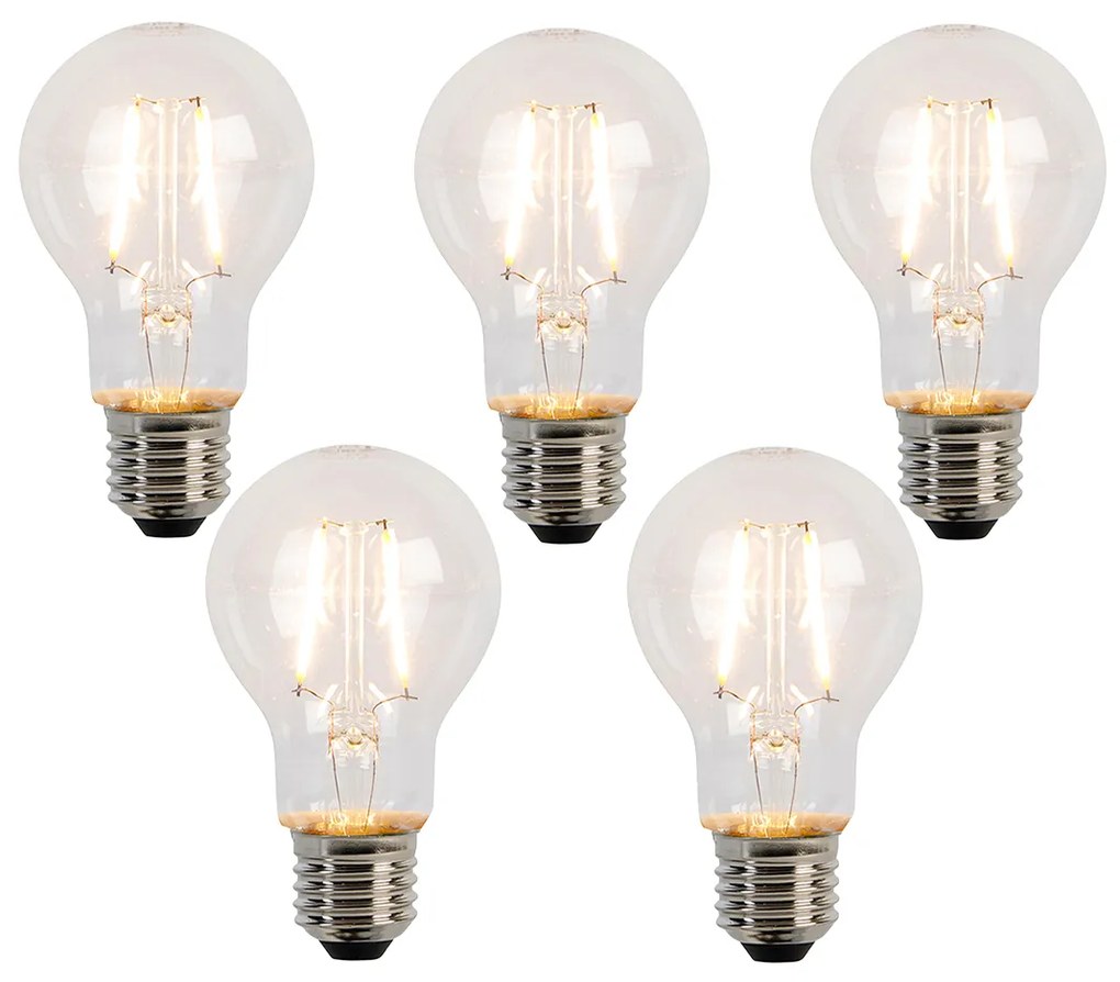 Sada 5 LED vláknových žiaroviek E27 A60 2W 210lm 2200K