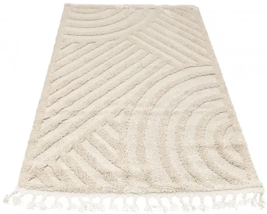 Koberec Berber 9754 so strapcami, ivory / krémový