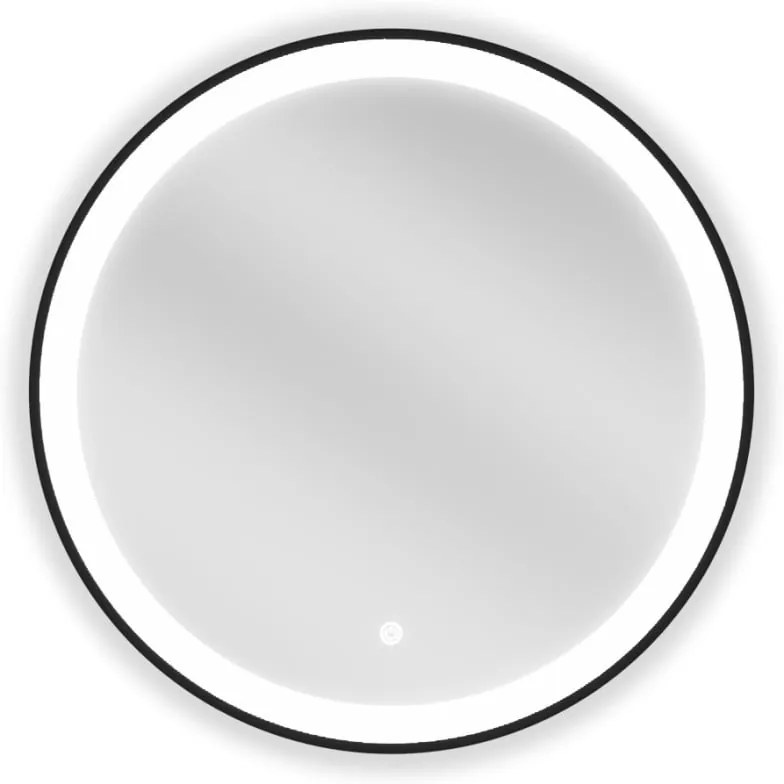 Mexen Esso, okrúhle LED podsvietené kúpeľňové zrkadlo 60 cm, 6000K, vykurovacia podložka proti zahmlievaniu, čierny rám, 9825-060-060-611-70