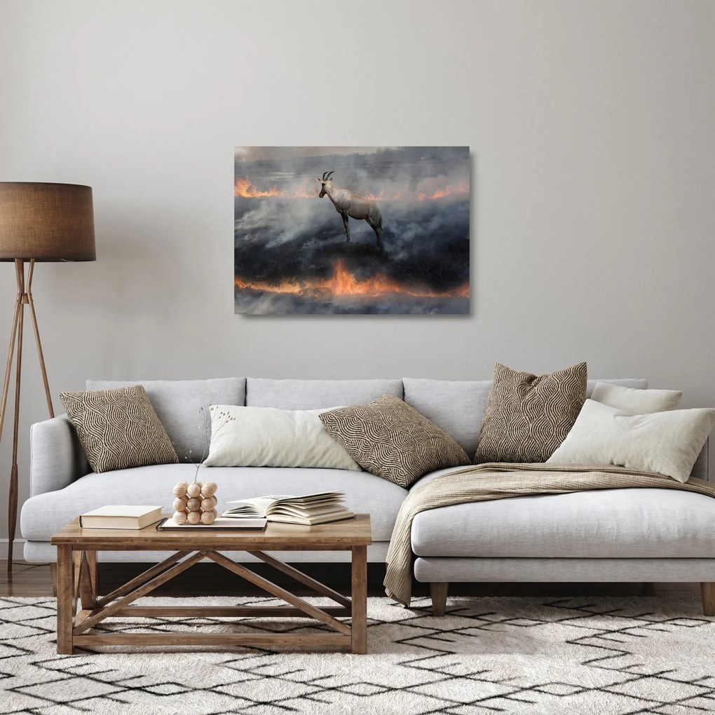Sklenený obraz kamzíka v ohni (70x50 cm)