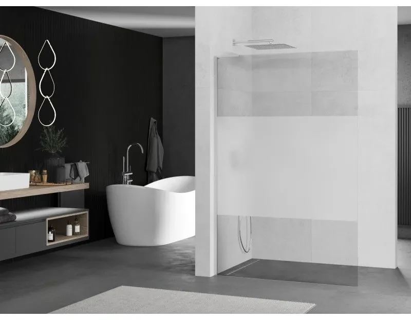 Mexen Kioto L, sprchová zástena Walk-In 80 x 200 cm, 8mm číre sklo-námraza, chrómový profil, 800-080-103-01-35