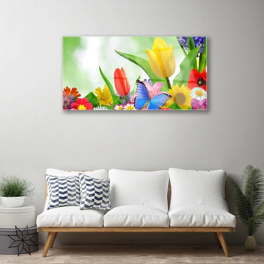 Obraz plexi Motýľ kvety príroda 100x50 cm