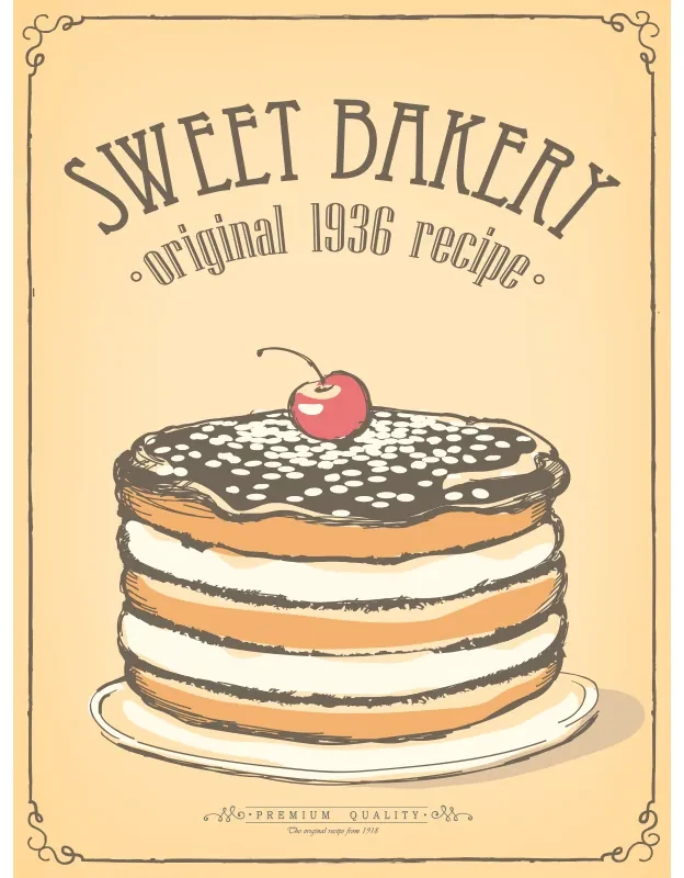Ceduľa Premium Quality - Sweet Bakery original 1936 recipe