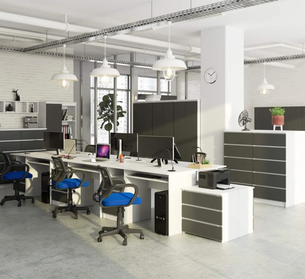 Volně stojící psací stůl CLP 135 cm bílý/grafitově šedý