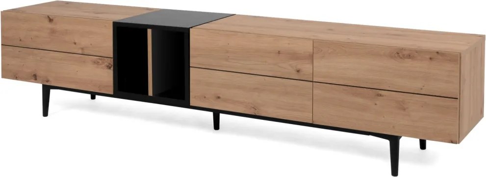 Široká TV skrinka Nola, dub artisan/čierna
