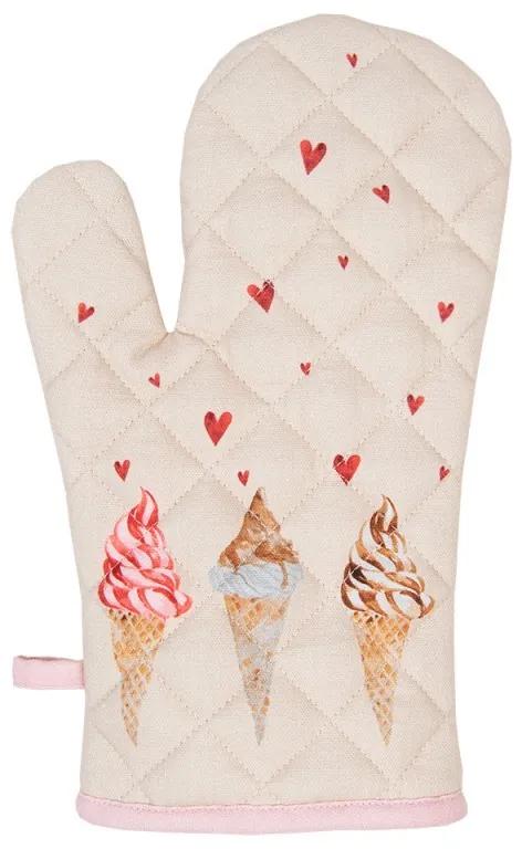 Béžová bavlnená chňapka so zmrzlinou Frosty And Sweet - 18*30 cm