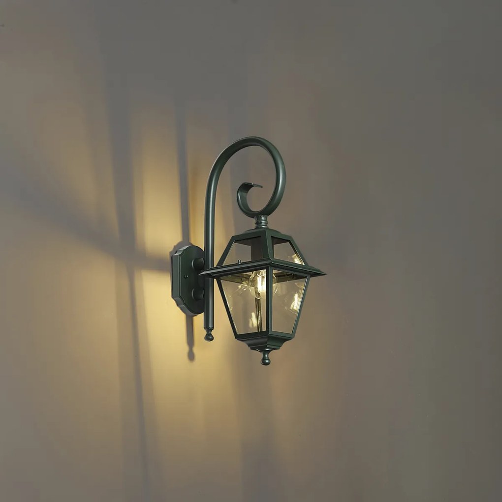Klasické vonkajšie nástenné svietidlo tmavozelené IP44 - Berta