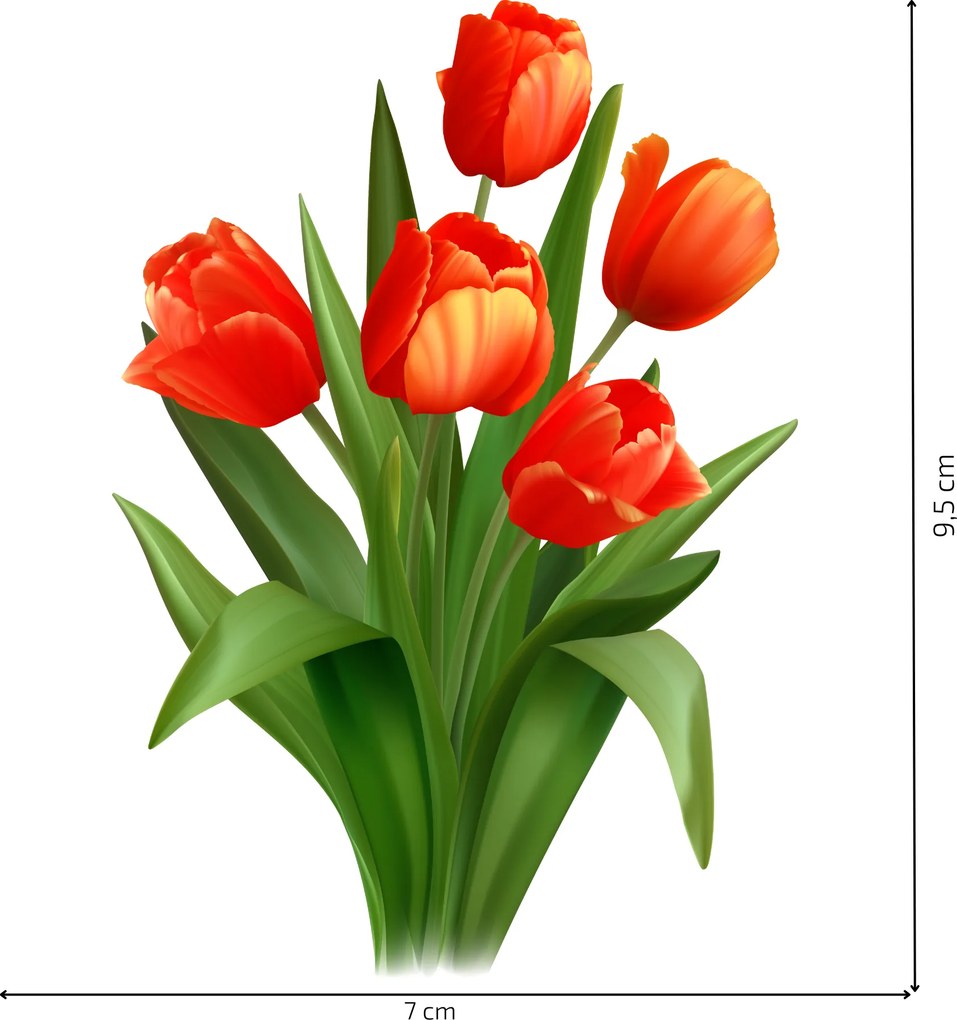 10x10cm Červené tulipány - nálepka nad vypínač