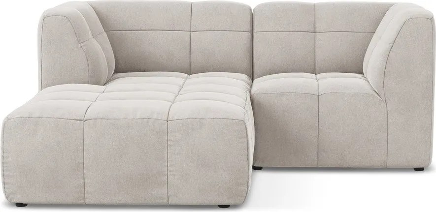 Béžová zamatová rohová pohovka (ľavý roh/s leňoškou) Aloha – Makamii